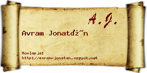 Avram Jonatán névjegykártya